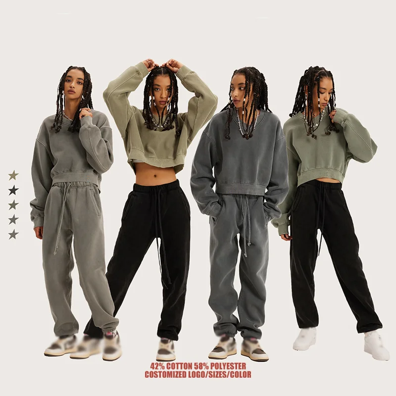 Autumn Winter Design Thicken Plus Velvet Loose Hooded Sweater Leggings Pants Suit Sports Leisure Suit