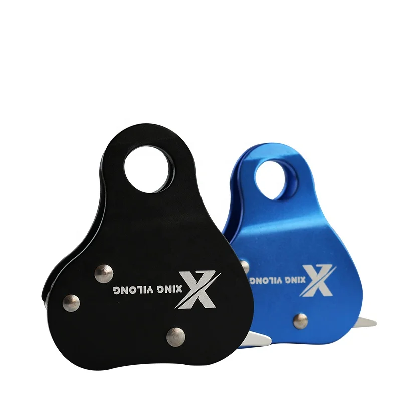 Outdoor rock climbing descender mobile self-locking rope grab fall arrester high-altitude work safety equipment