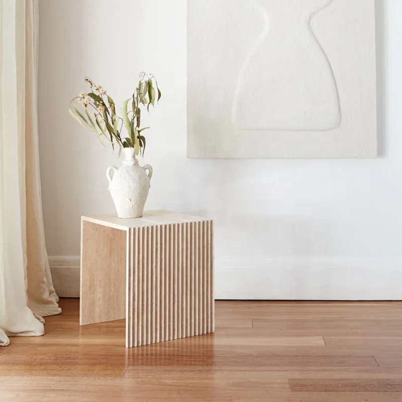 Modern design living room low height square rectangle natural stone travertine coffee table