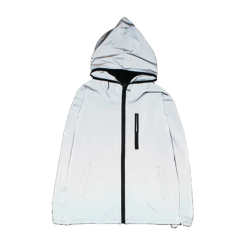 Flash Reflective Jackets 2022 Lovers Jacket Night Glowing Men and Women Windbreaker with Hooded Jacket 5XL Casaco Corta Vento