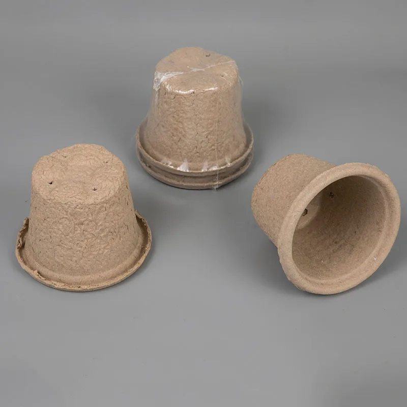 Pulp cup 11cm round flower pot cup straight pulp moulded flower pot degradable Pulp flower pot