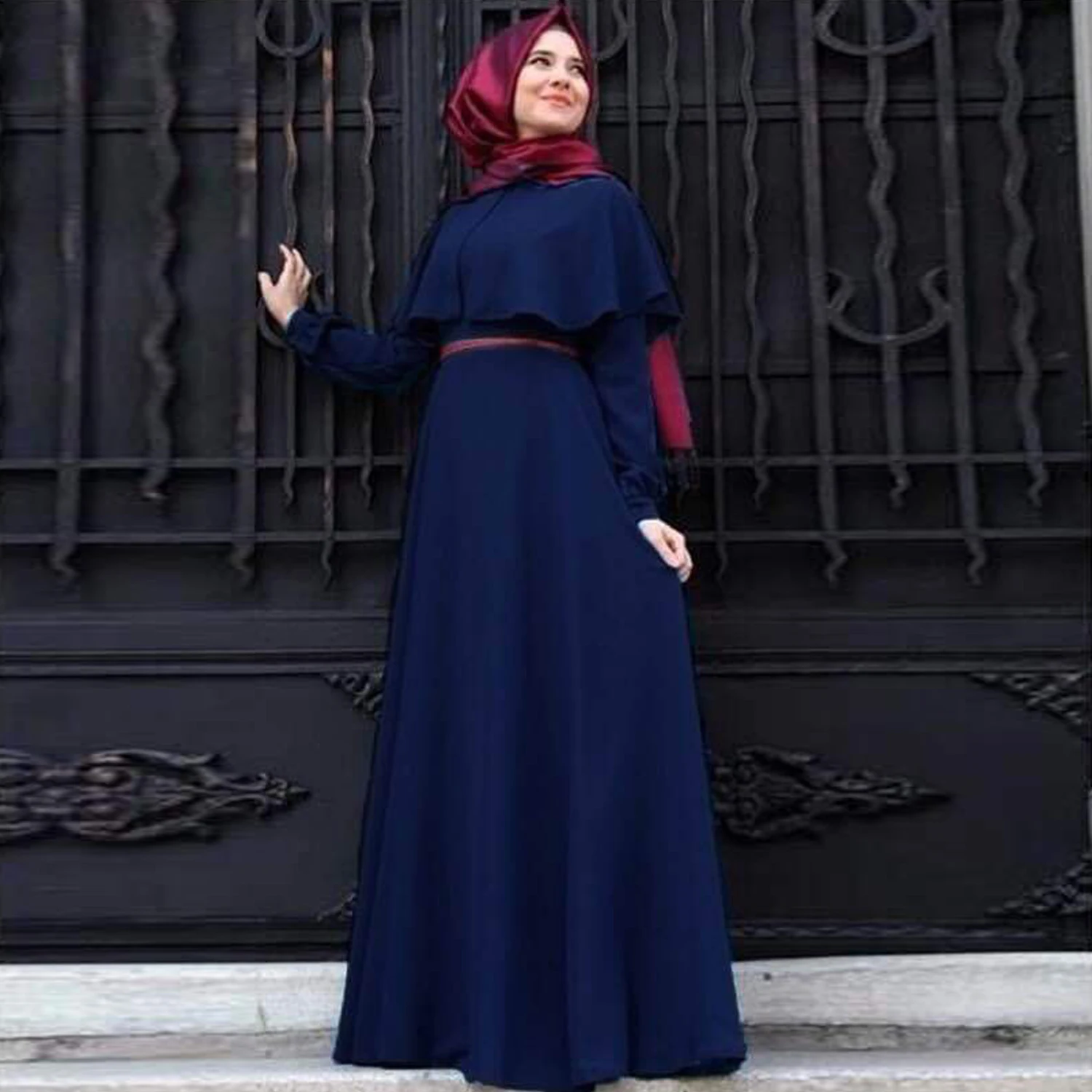 Manufacture Muslim Women Clothing Plain Satin Dress Islamic Dubai Women Layer Muslim Dresses