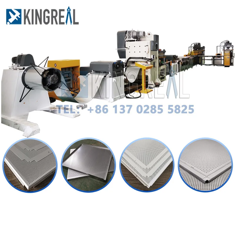Full-Automatic 600x600mm metal ceiling tile production line aluminum ceiling tiles press punch machine false ceiling equipment