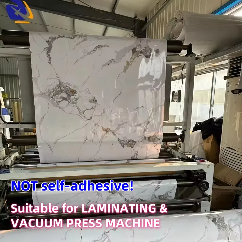 Not Self-adhesive PVC Interior Film High Glossy Marble PVC Film Anti-scratch Furniture Laminating PVC Film For Wall Decoration