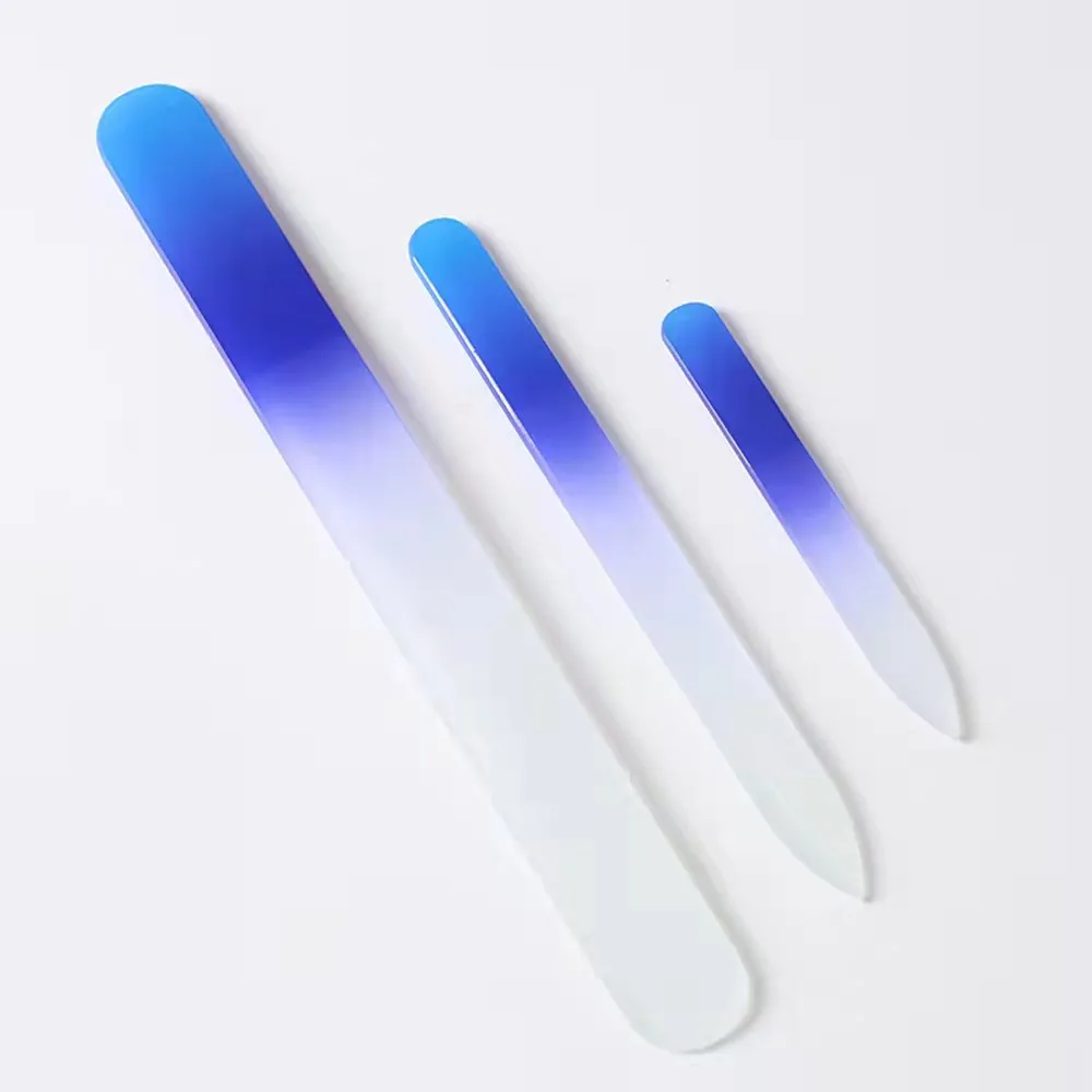 OEM Blue Custom Printed Double Side Crystal Nail File Private Label Top Quality Glass Nail File