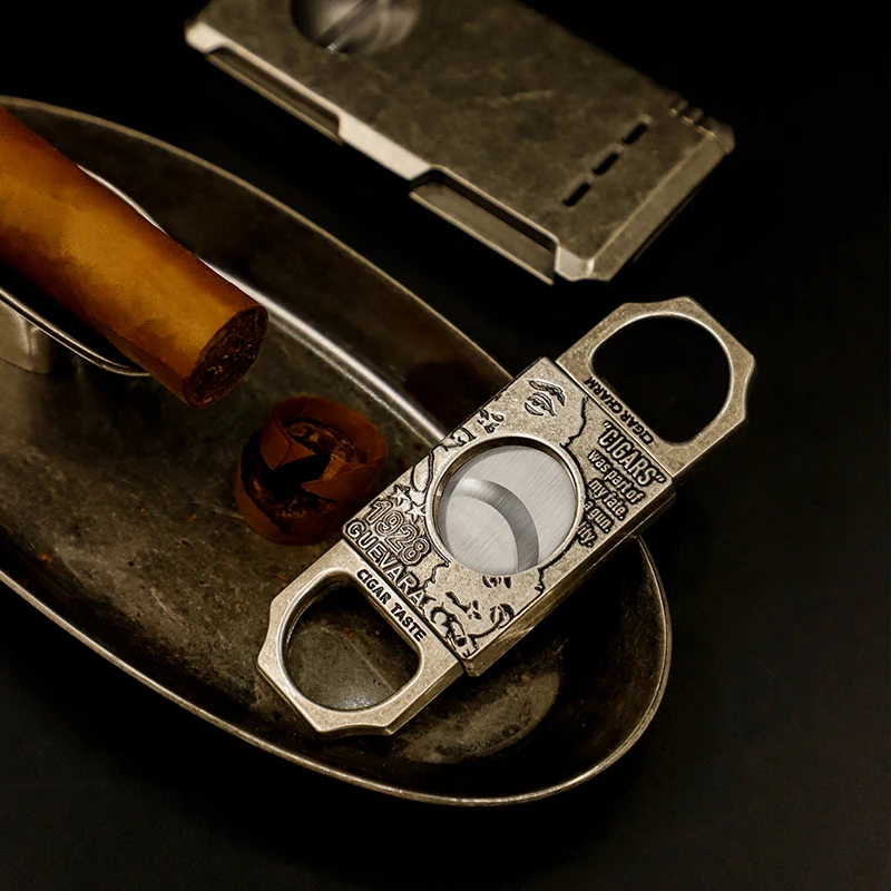 Classic Cigar Knife Gold Silver Zinc Alloy Double Cut Blade Cigar Cutter