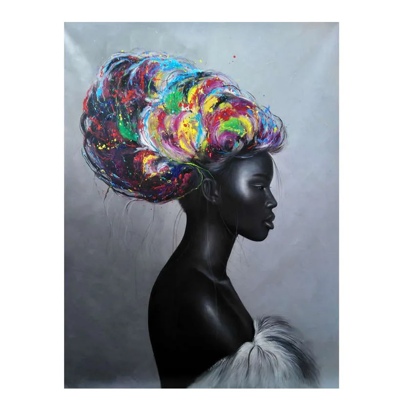 African Woman Wall Paintings For Bedroom wall art lady oil painting