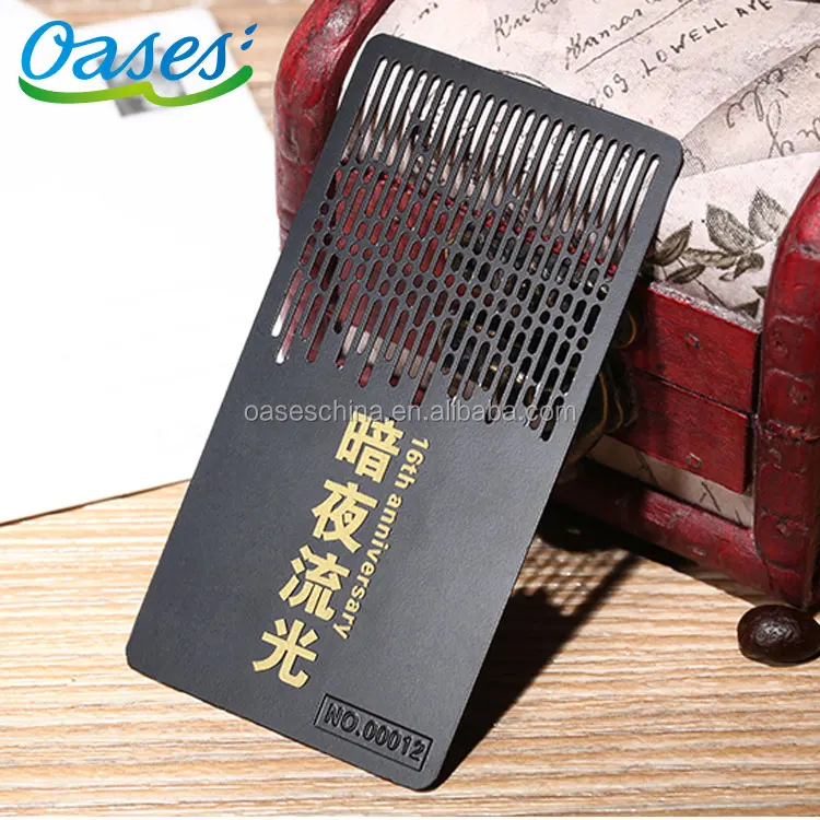 Customized Unique Black Metal VIP Business Card With Gold Logo