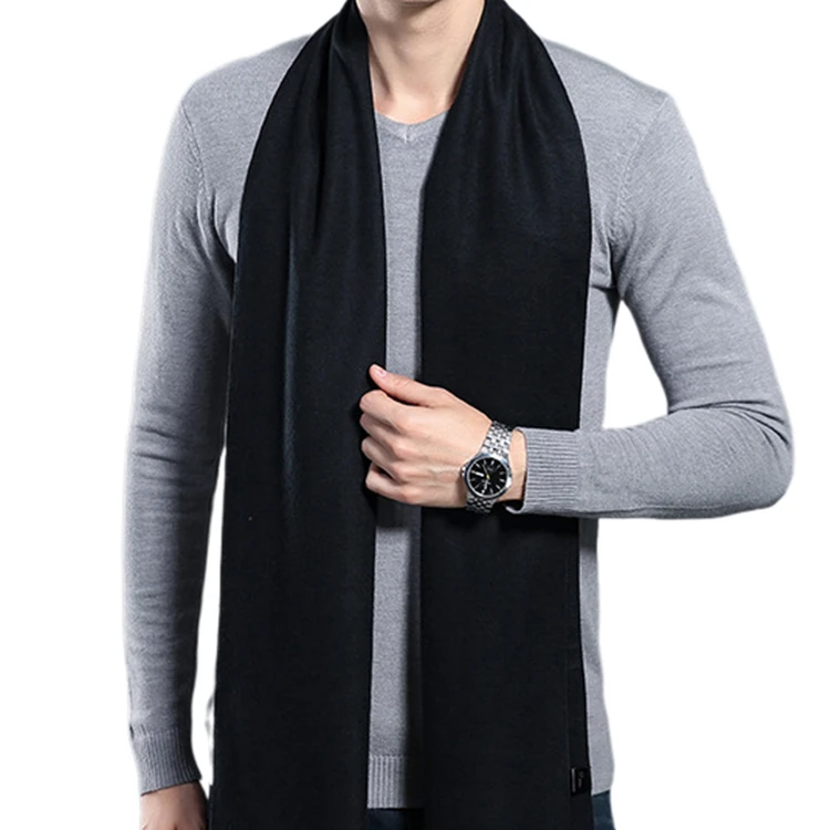 Business Gift Embroidery Custom Logo Mens Fall Fashion Vintage Knitted Winter Warm Scarf