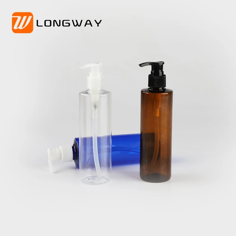 Longway colorful  plastic lotion pump bottle with white dispenser 250ml for hair shampoo cosmetic packaging