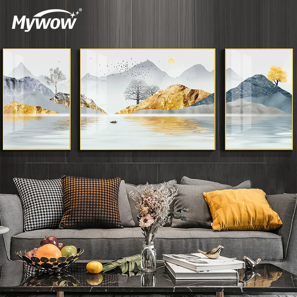 Animal Canvas Paint Living Room 2+1 Canvas Painting Crystal Porcelain Painting Wall Art