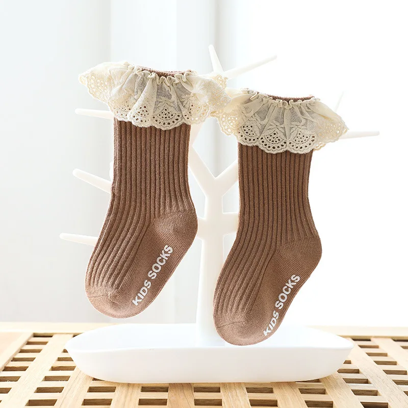Lace Ruffle Socks Baby Newborn Girls Infant Toddler Children Ribbed Non-Slip Leg Warmer Autumn Winter Warm Socks 0-3Y