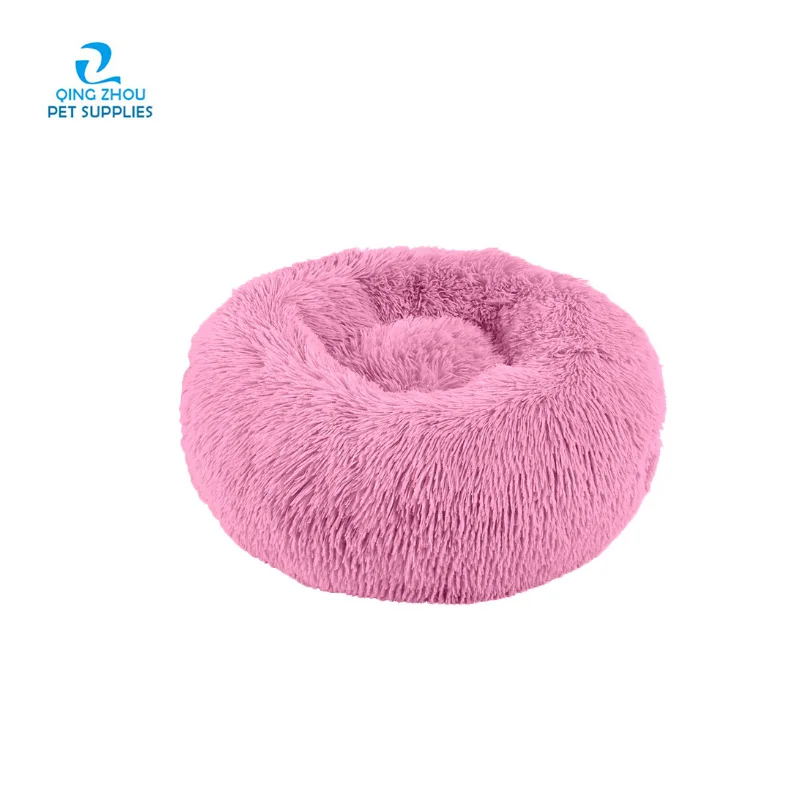 Custom Superior Quality Multifunctional  Waterproof  Warm Round Pet puppy Animal plush Donut  purple dog bed funny dog bed