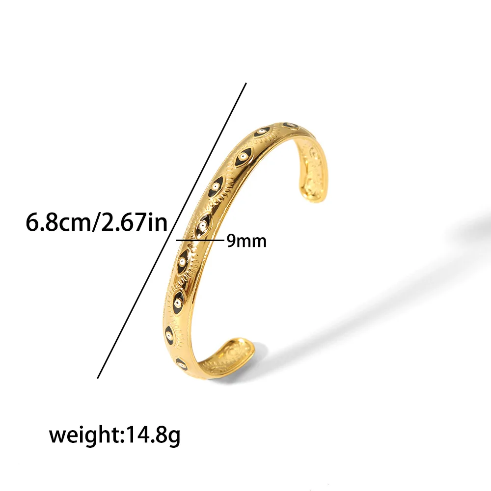 Turkish Blue Eyes Bracelet 18k Gold Plated Stainless Steel Bracelet High Quality Oil Drip Diamond Bangle Designer Fine Jewelry