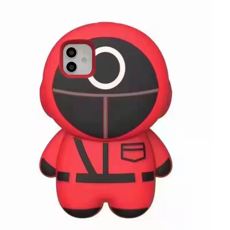 Новое поступление корейский мультяшный игра кальмар 3D силиконовый чехол для телефона красный чехол для iPhone 11 12 X Рождественская серия