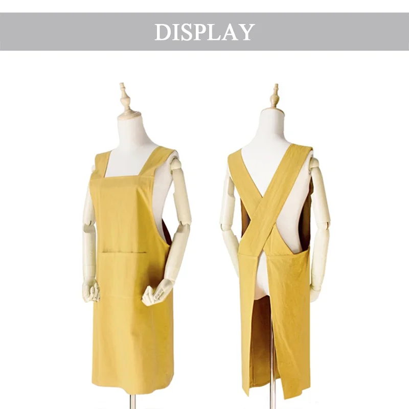Simple Styling Kitchen Cafe Cooking Waiter Server Apron Cotton linen Cross Back Apron For Baking