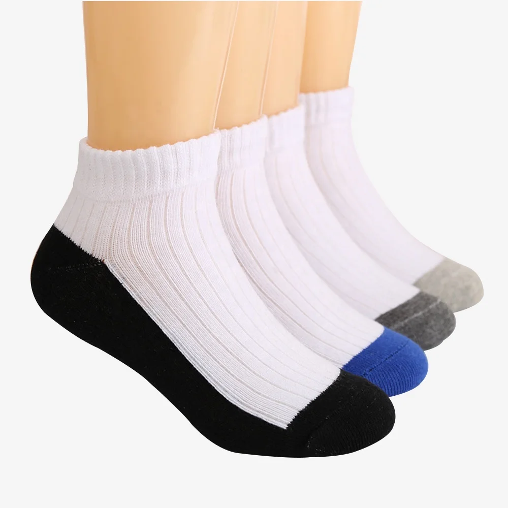 Custom Black Sole White Short Sport Socks for School Children