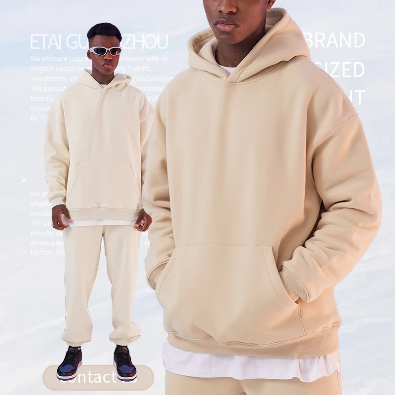 winter warm essential clothes streetwear heavy cotton oversized mens hoodies for blank custom logo
