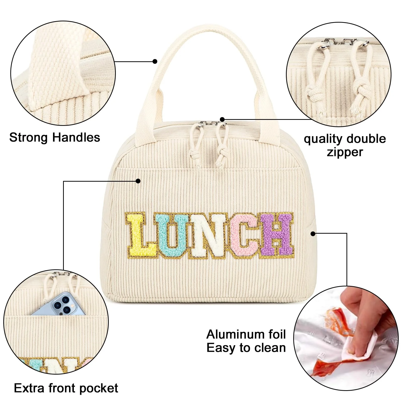 Custom Logo Lunch Tote Bags Reusable Insulated Lunch Box Large Capacity Reusable Insulated Cooler for Work Picnic