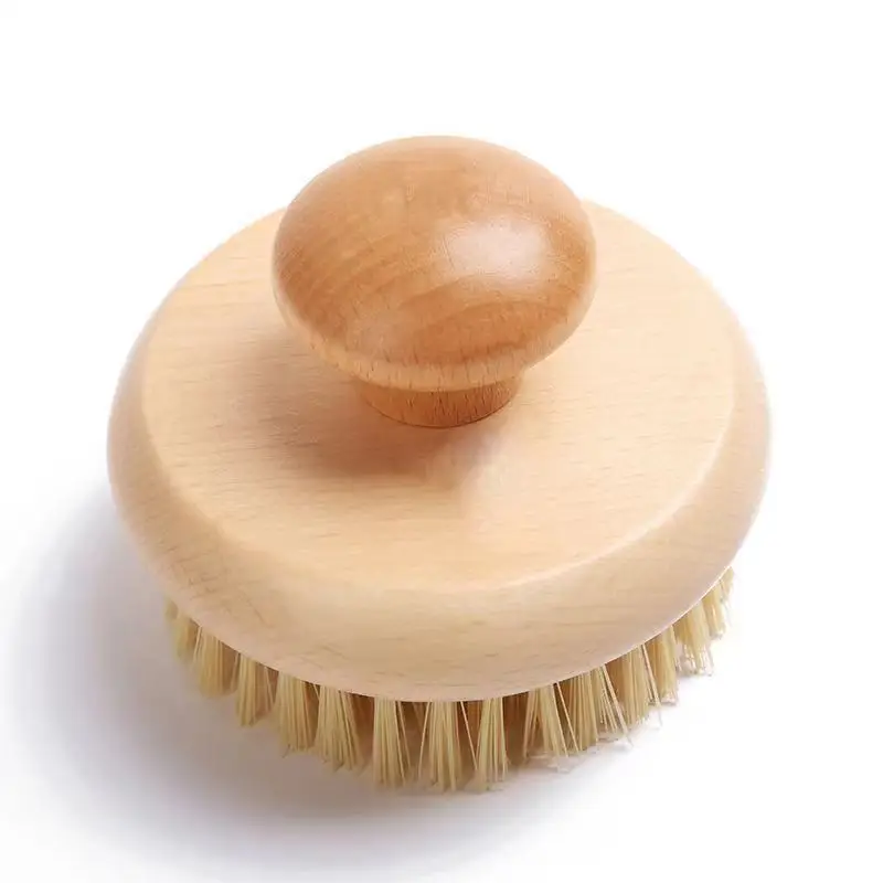 Natural Sisal Bristle Beech Wooden handle Dry Skin Body Brush Remove Dead Skin