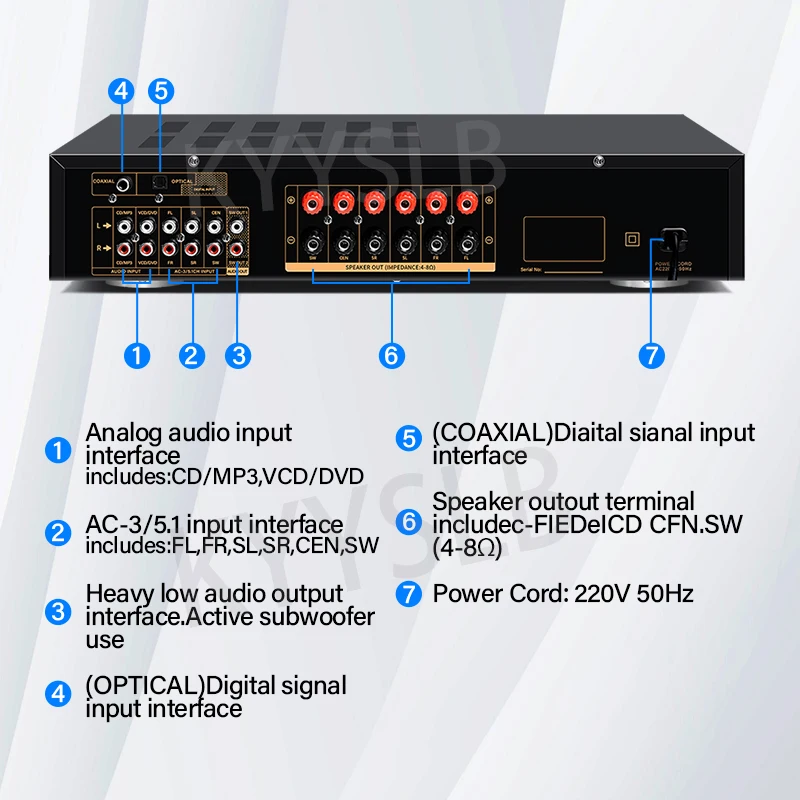 220V 110V 900W Blueteeth Amplifier Audio High Power Professional HIFI Karaoke Digital 5.1 Home Theater System Amplificador