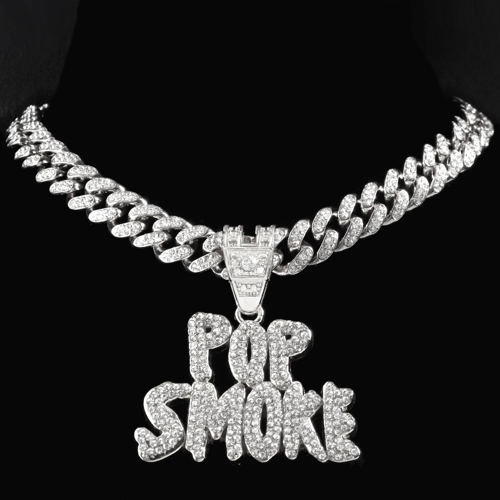 New Arrival Stainless Steel Chain Letter Necklace For Men Rapper Jewelry Pop Smoke Letter Pendant Necklace Choker
