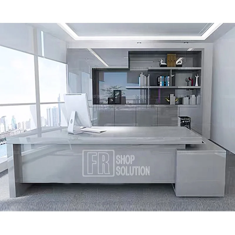 Новейший дизайн под заказ современный белый стол руководителя для офиса