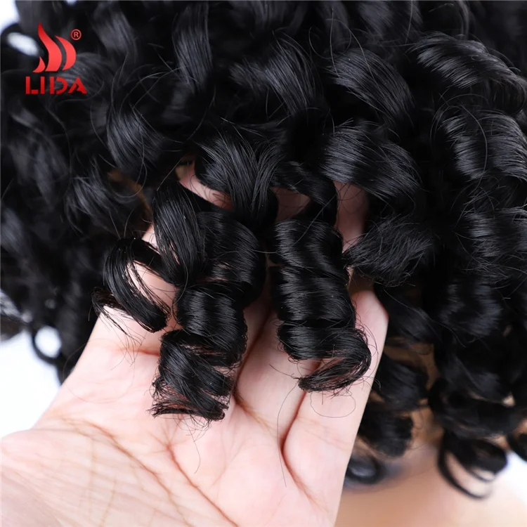 
Lida synthetic big curly Clip in hair bangs fringes african afro curl hair piece bang 