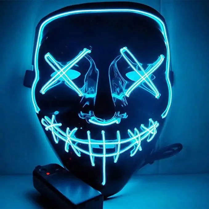 Halloween Neon LED Mask Party Costume Purge Masks scary horror mask Cosplay Costume Led DJ Party Light Up Mascara Glow