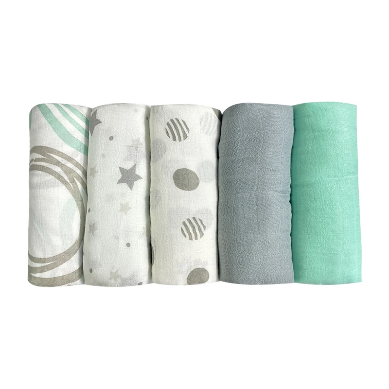 Customize 2 Layers muslin swaddle blankets oeko cotton fabric muslin baby swaddle blanket for sale