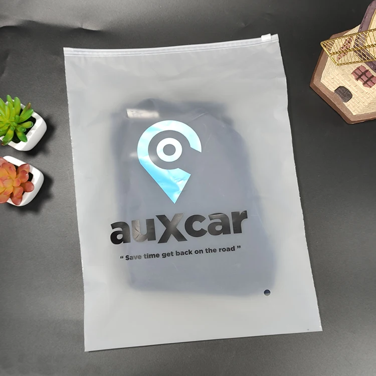Custom With Logo Clothes Packaging T Shirt Zip Lock Zippered  Frosted Plastic Zipper Bag For Clothing