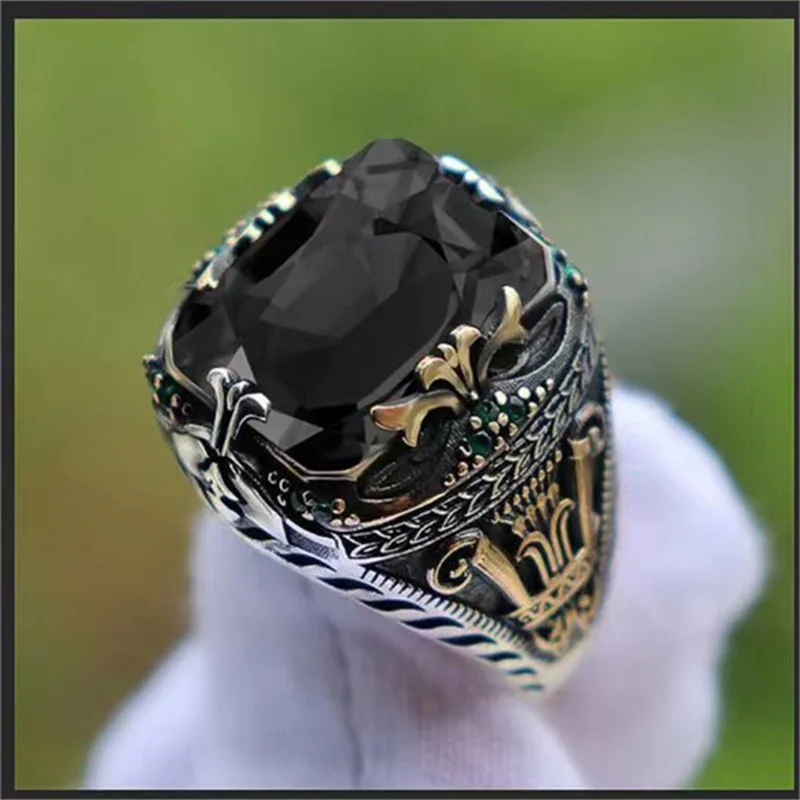 Gemstone Jewellery 925 Silver Plated Ring Luxury Multicolour Saudi Mens Fashion Alloy Silver Ring