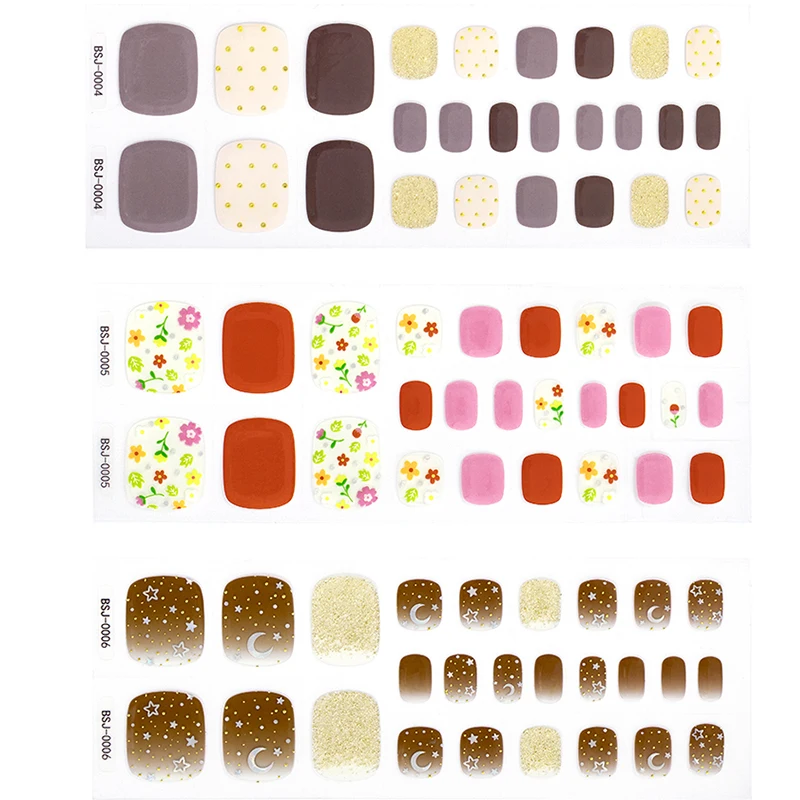 Wholesale Foot Gel Nail Wraps Semi Cured UV Gel Feet Nail Wrap Stickers
