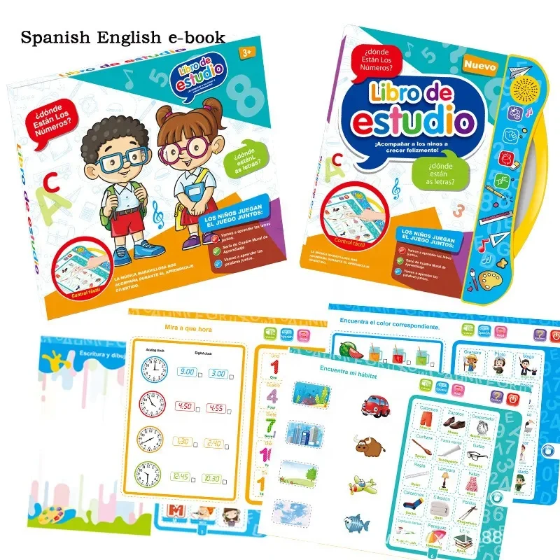 Spanish & English Reading Touching Notebook Toy Libro De Estudio for Children