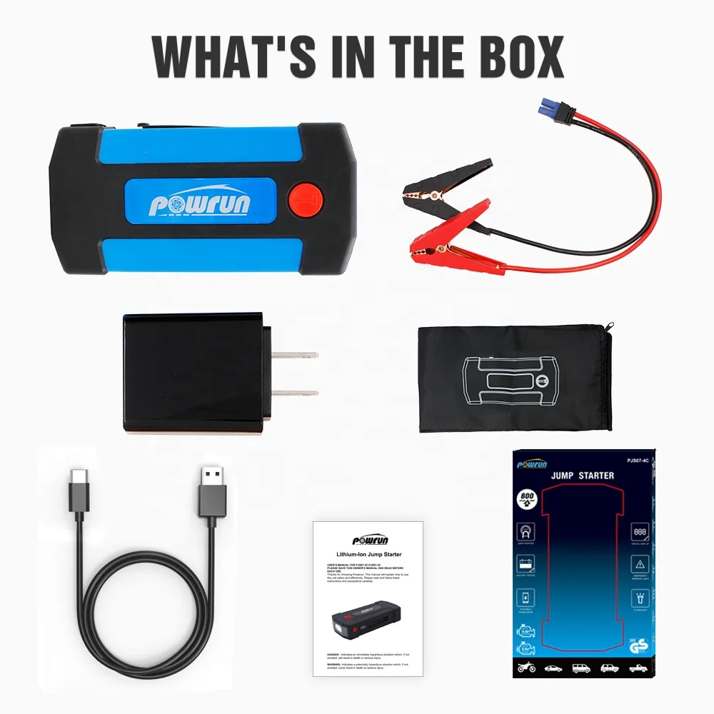 POWRUN 800A Peak Batteryless Booster Start 12V Mini Multi-function Car Power Bank Battery Jump