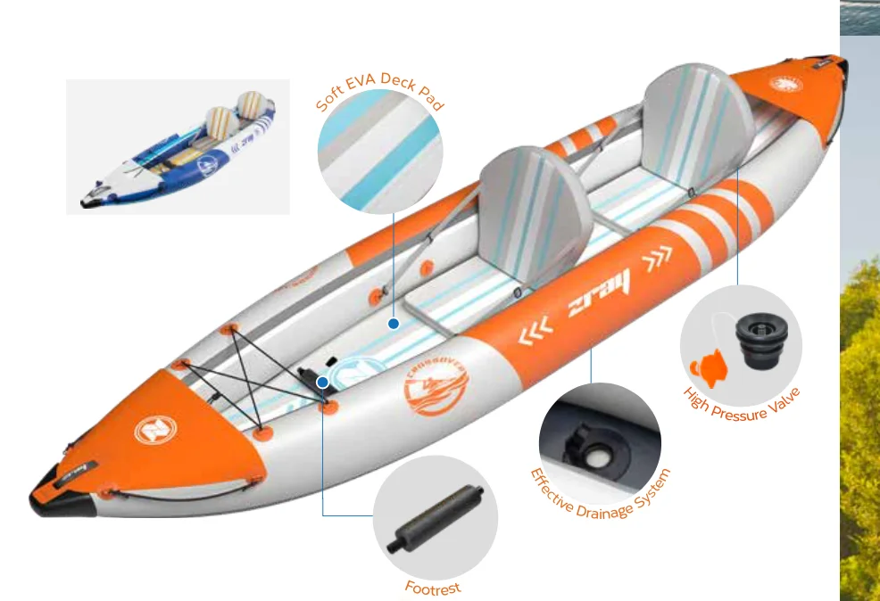 ZRAY 34201 Hot Sale Double Seat 2 Person Drop Stitch PVC Confortable Inflatable Fishing Kayak Boat