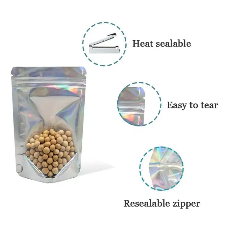 Aluminium Foil Reusable Zip Lock Pouch Plastic Zipper Aluminized Yin-Yang Composite Food Bag
