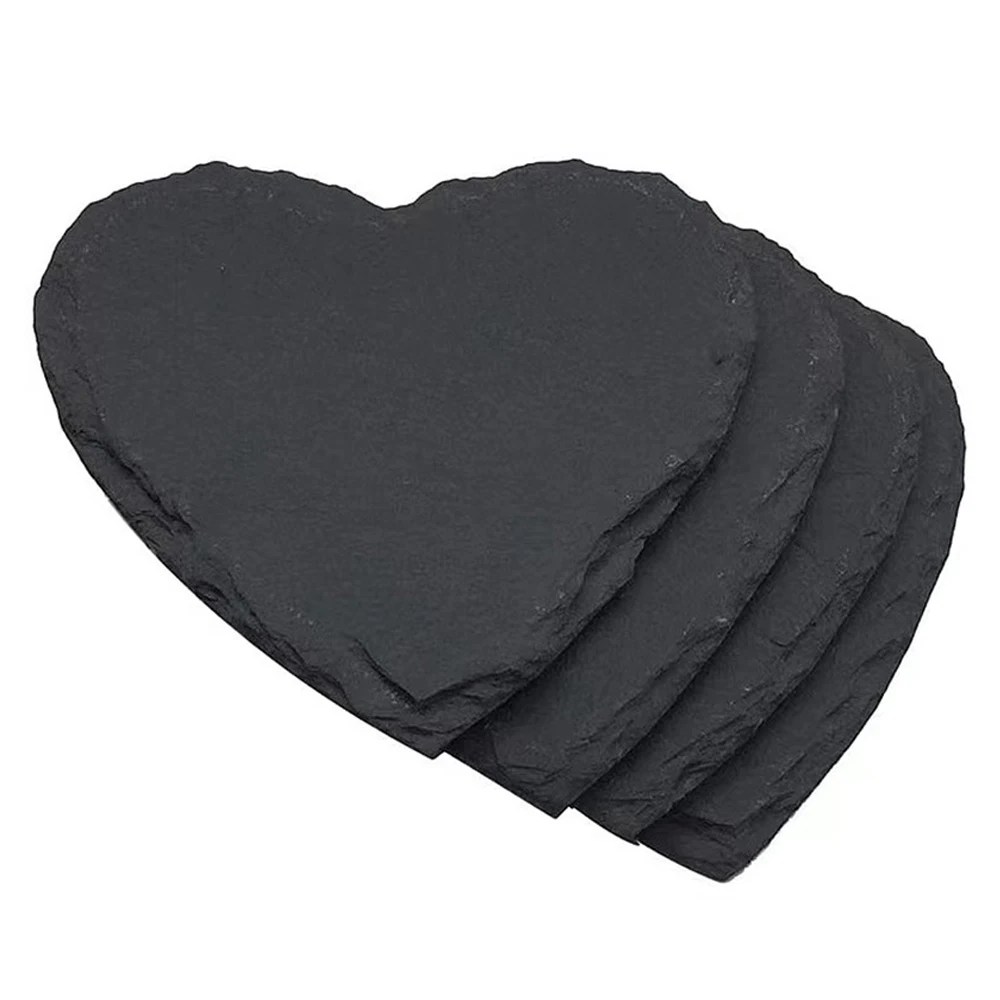 custom wholesale natural black heart shape slate cheese board plates