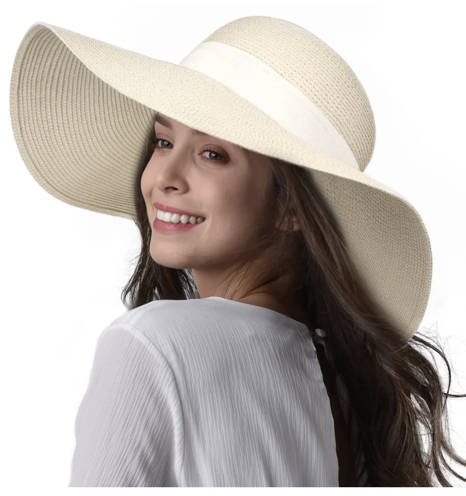 Foldable Beach Cap Women Summer holiday Hat Oversize Large Wide Brim Floppy Straw Hat