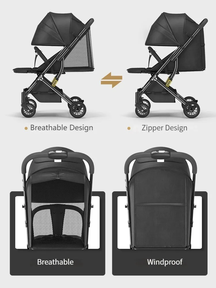 New Brown Lightweight Steel Strollers Travel System Aluminum Alloy Frame Stroller Wago