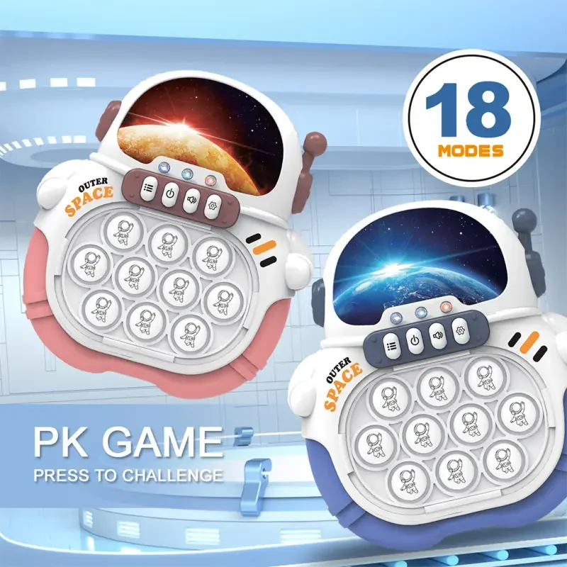 ET Quick Push Pop Game 6 Modes Fast Push Bubble Game Console Pop Fidget Light up Handheld Puzzle Game Machine Gift for Kids