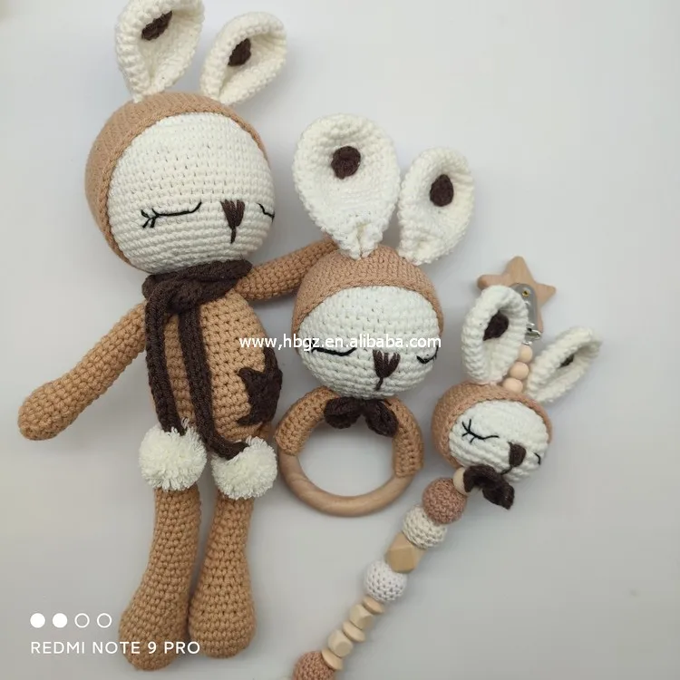 Christmas gift Baby toy Gifts Wood teether Crochet Teething  Ring Silicone Sensory Teething Toys