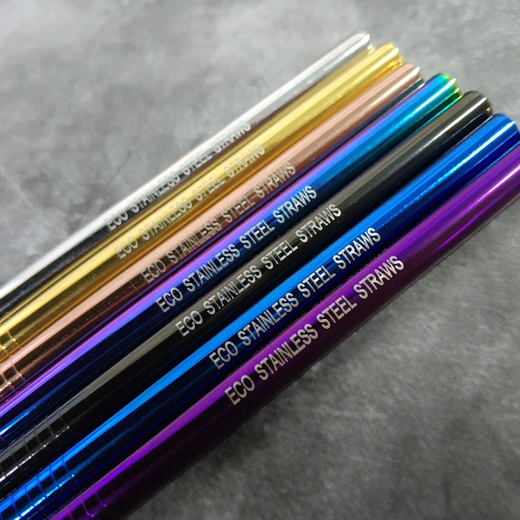 Hot Sale!High quality cheap straws!!! 215*12mm Eco Friendly Reusable SS18/8 Straws Stainless Steel Beveled Metal Boba 304 Straw