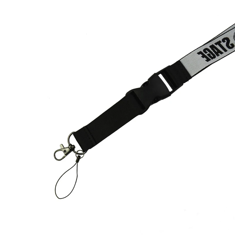 Black Color Lanyard Breakaway Custom Silkscreen Printing Logo Polyester Airbus Lanyards for Mobile Phone
