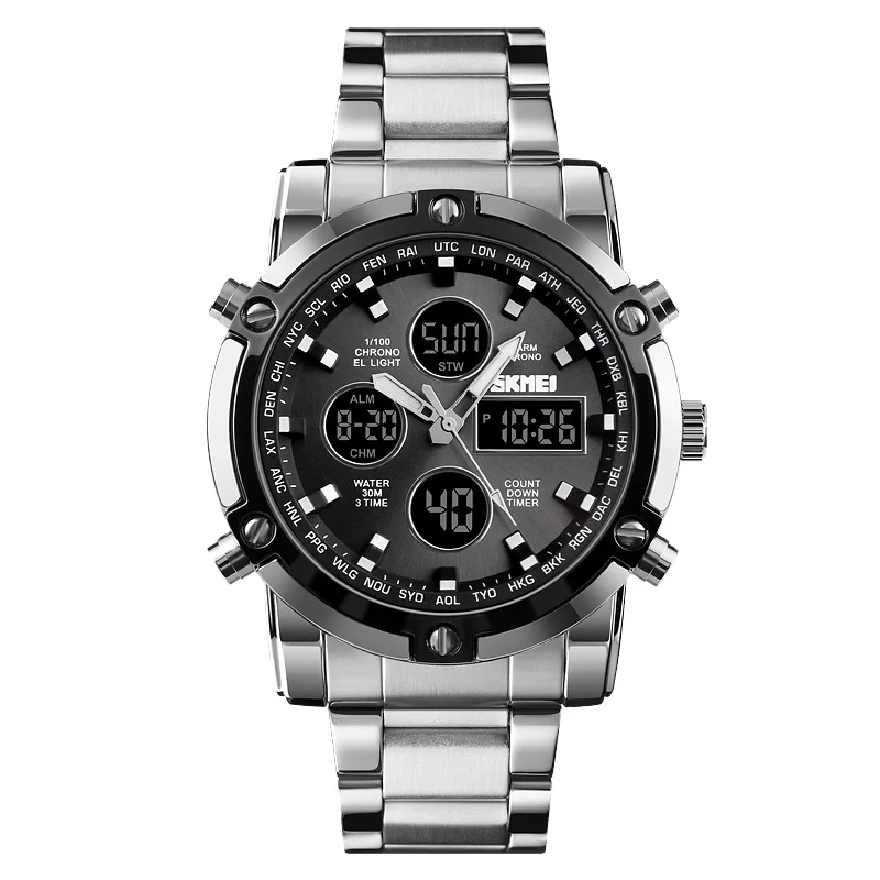 Skmei 1389 Stainless Steel Digital Watch Waterproof Popular Wristwatch