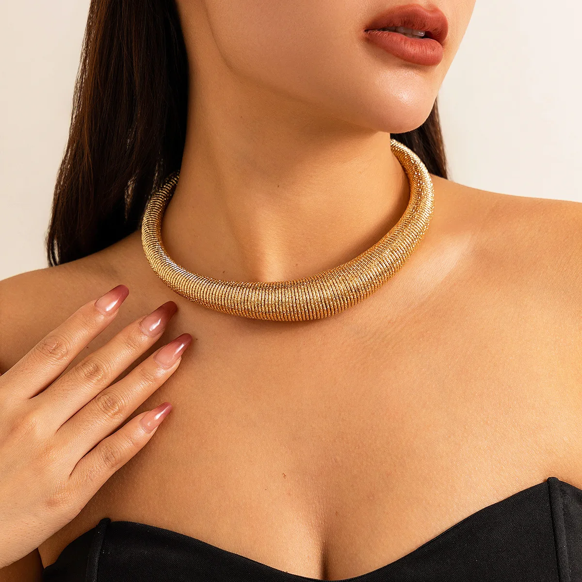 European And American Cross Border Jewelry Simple Multi-Layer18k Gold Snake Bone Chain Necklace