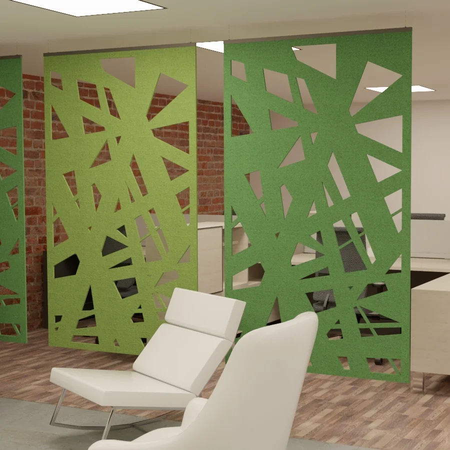 high density sound dampening polyester acoustic panel suspended room divider