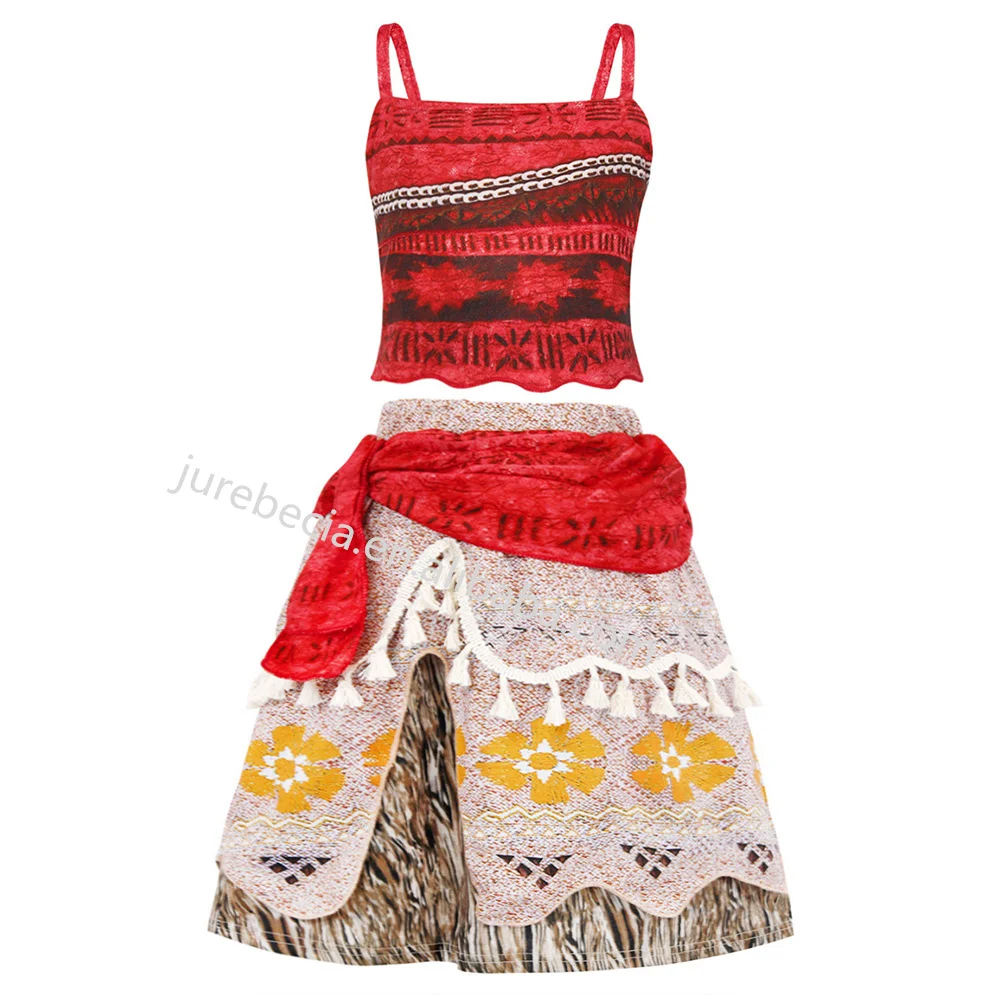 Sleeveless Two-Pieces Skirt Set Little Girls Summer Dresses Toddler Kids Halloween TV & Movie Adventure Moana Princess Costumes