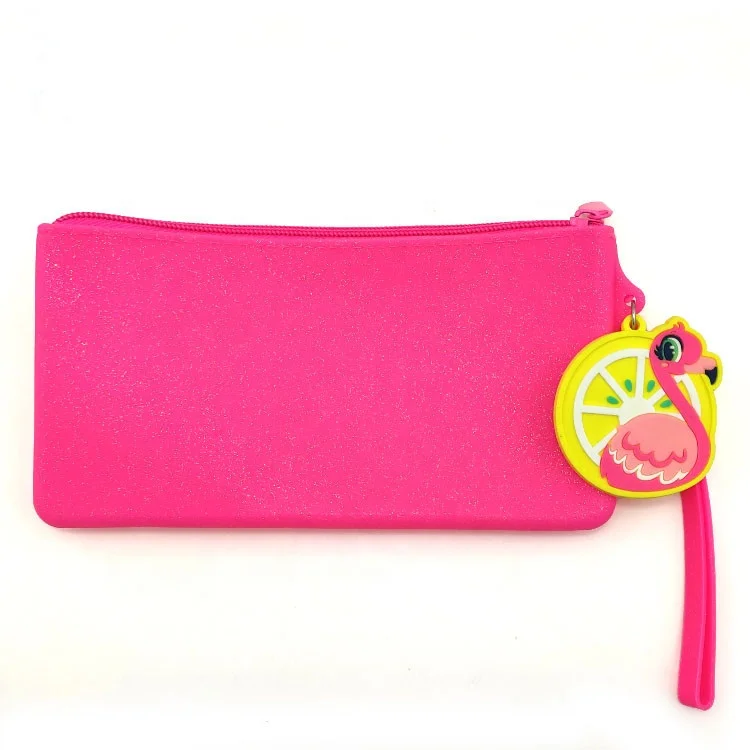 Multifunction Eco Silicone Pencil Case Bag Zipper Cute Flamingo Panda Kids School Pencil Case Girls