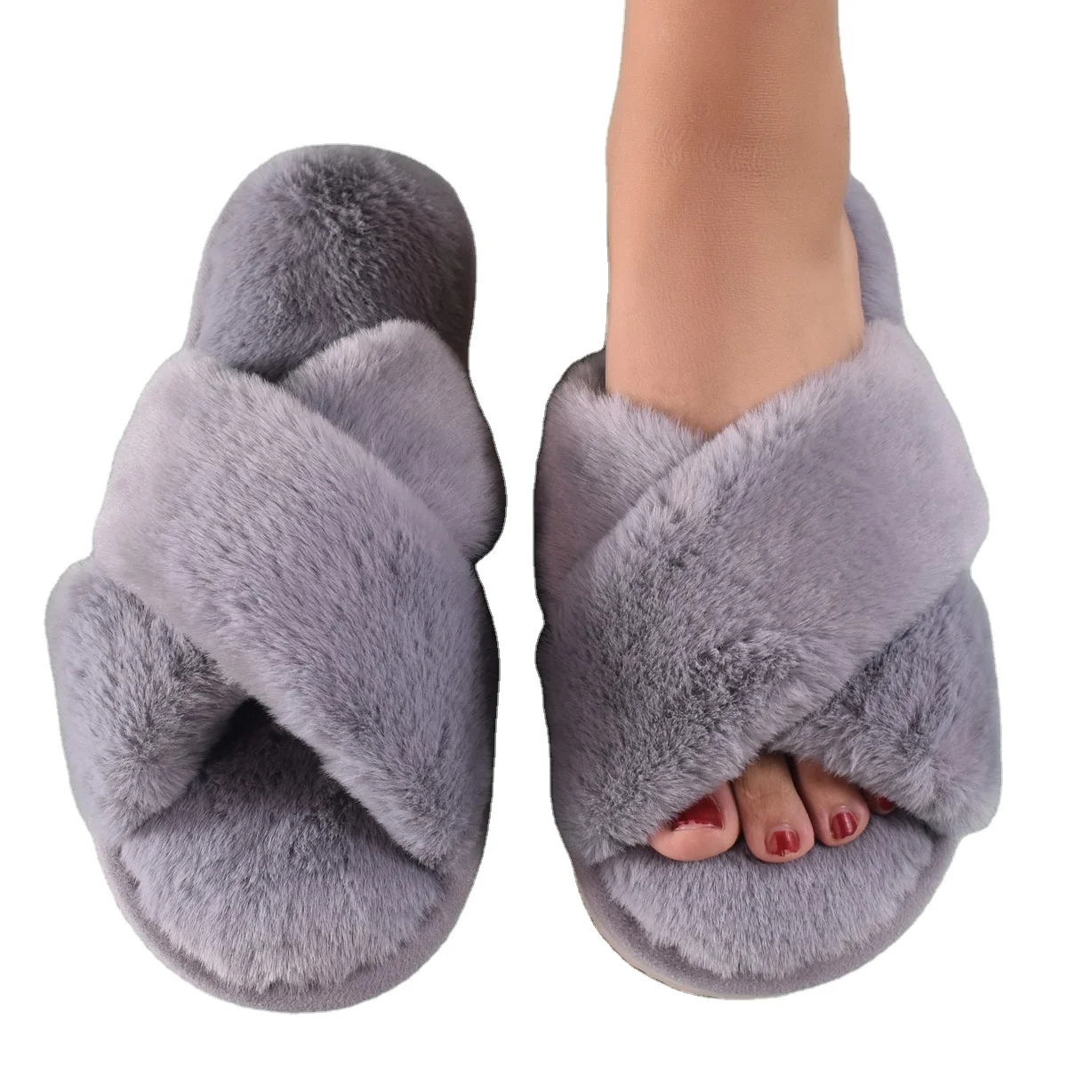 Оптовая продажа модные Нескользящие уличные плюшевые пушистые